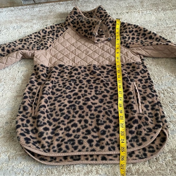 Abercrombie & Fitch Leopard Quilted Fleece Pullover Sweater Sweatshirt Brown: Sm - Picture 10 of 10